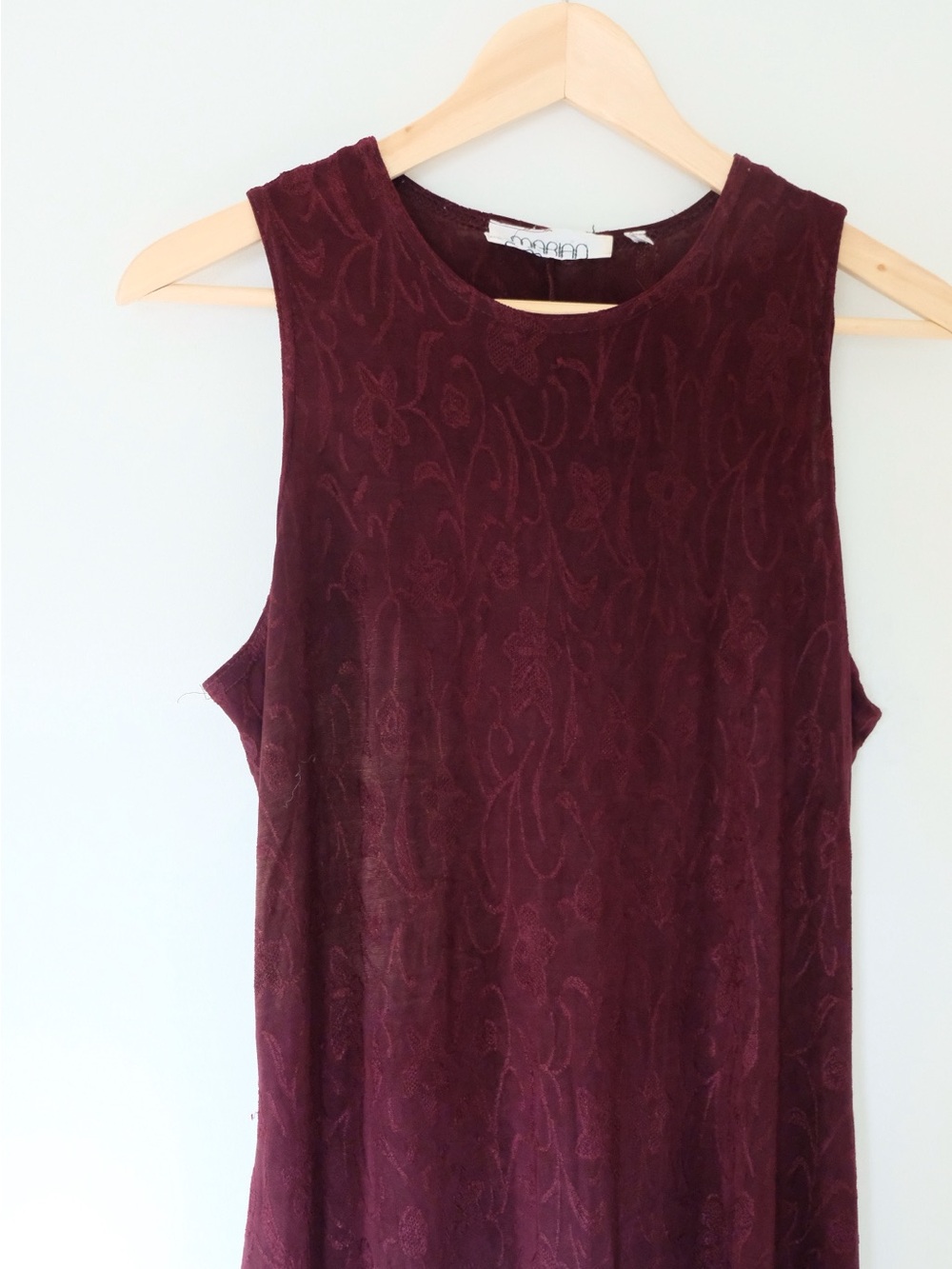Vintage 90s Marian & Maral Burgundy Floral Midi Dress Whimsy Goth Y2K size L